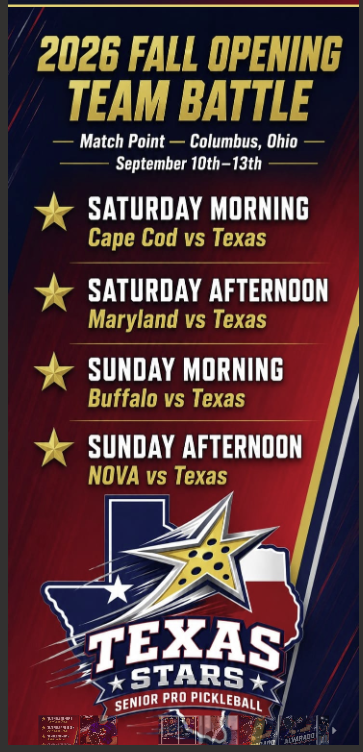 2026 Fall Opening Team Battle — Texas Stars Senior Pro Pickleball